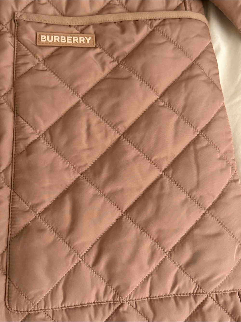 Burberry Quilted Double-Breasted Coat in Mauve - Picture 3 of 17